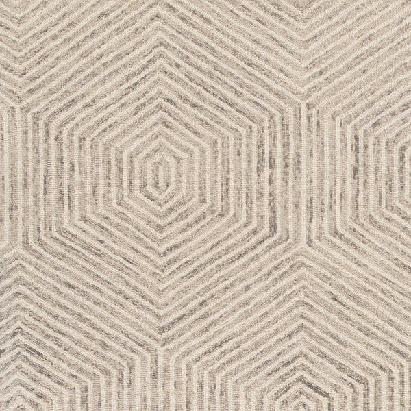 Homeroots 3' X 5' Ivory Geometric Hexagon Wool Area Rug  Wool 353797