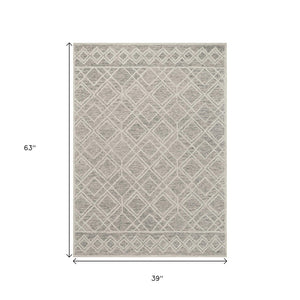 HomeRoots 8' Luxurious Sand Beige & Ivory Hand-Tufted Wool Area Rug for Modern Living Room Elegance 3' X 5' 353799