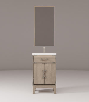 English Elm Grey Oak Single-Sink Vanity Set With Acrylic Countertop, Mirror & Faucet For Compact Spaces B2731S01999