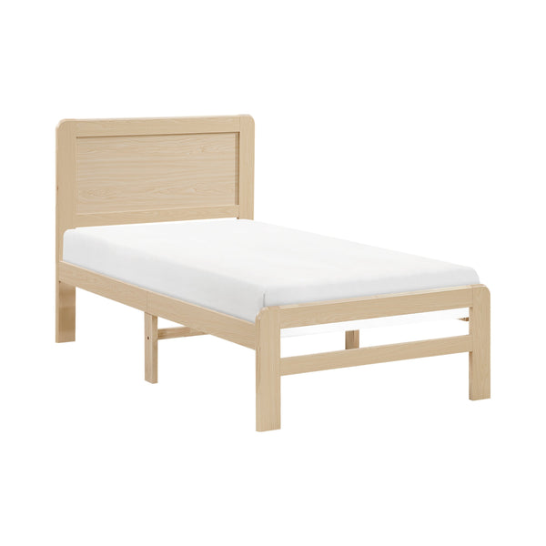 English Elm 1pc Contemporary Finish Queen Size Platform Bed Frame with Slats, Clean Headboard, Modern Wood Appeal Natural 47 L x 19 W x 7 H B011P353120