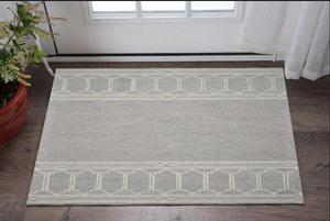 Homeroots 3' X 5' Grey Geometric Pattern Wool Area Rug  Wool 353801