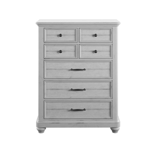 English Elm Wallace & Bay - Gray 7-Drawer Chest — Coastal Oyster Shell Wood Dresser, Easy-Care, 40"W x 18"D x 52"H Stylish Storage B361P384425
