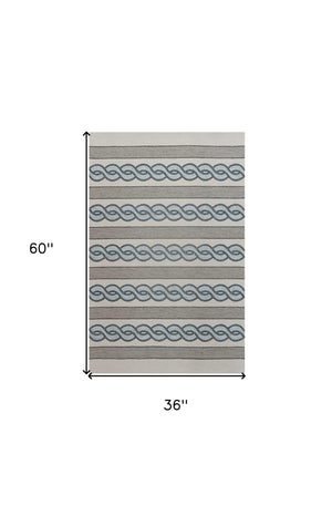 Homeroots 3' X 5' Ivory Hand Hooked Area Rug  Polypropylene 353831