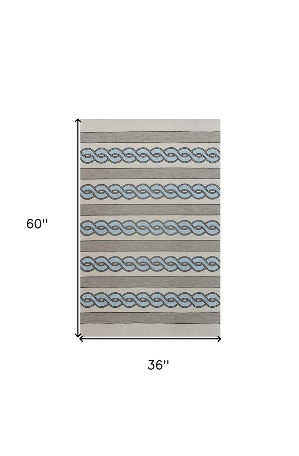 Homeroots 3' X 5' Ivory Hand Hooked Area Rug  Polypropylene 353831