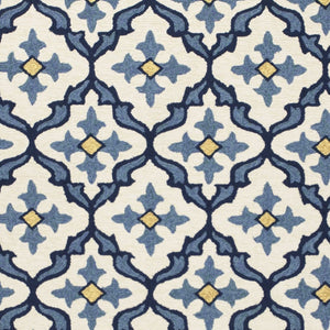 HomeRoots 5' Elegant Ivory and Blue Moroccan Area Rug for Indoor and Outdoor Spaces, Durable and Chic Design 3' X 5' Rectangle 353834
