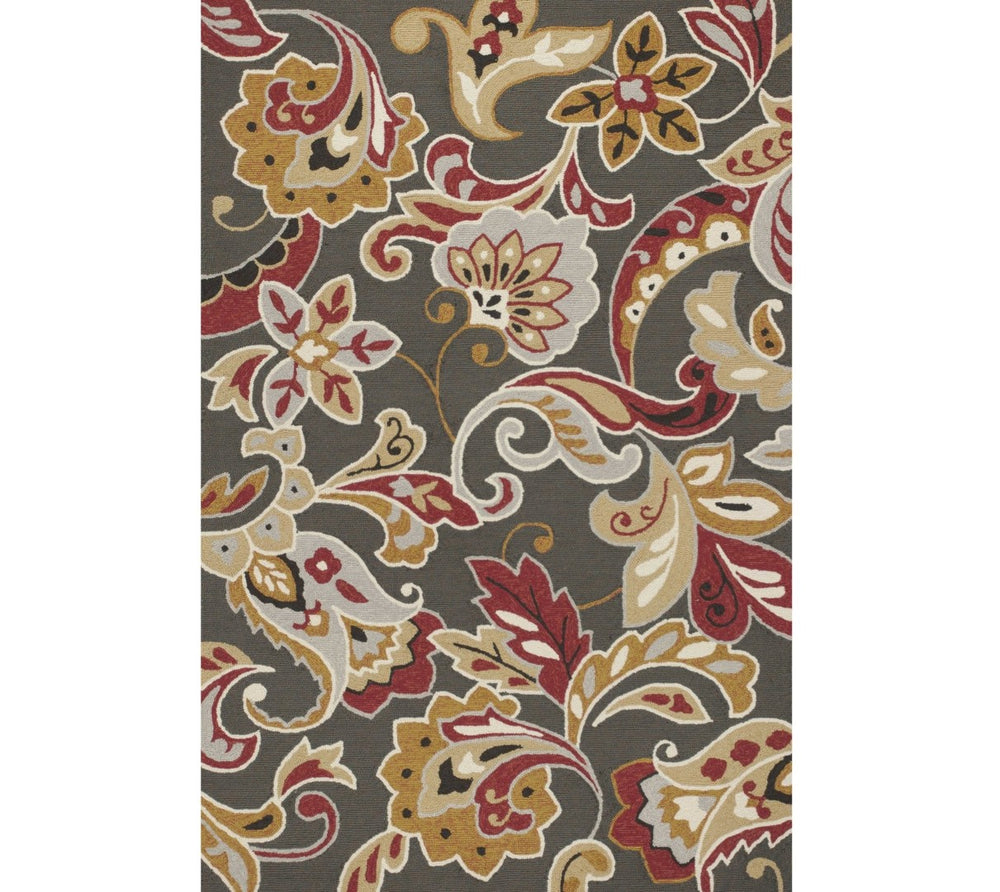 HomeRoots 3'' Floral Hand-Tufted Area Rug in Taupe, Red, and Gray - Durable, Stylish, Perfect for Cozy Spaces 3' X 5' 353835