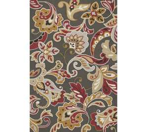HomeRoots 3'' Floral Hand-Tufted Area Rug in Taupe, Red, and Gray - Durable, Stylish, Perfect for Cozy Spaces 3' X 5' 353835