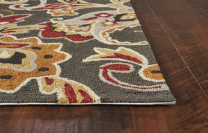 HomeRoots 3'' Floral Hand-Tufted Area Rug in Taupe, Red, and Gray - Durable, Stylish, Perfect for Cozy Spaces 3' X 5' 353835