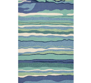 Homeroots 3' X 5' Blue And Ivory Abstract Handmade Indoor Outdoor Area Rug  Polypropylene 353836