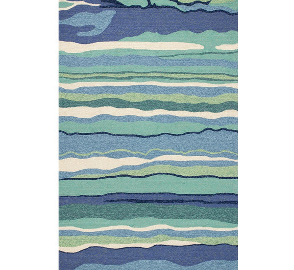 Homeroots 3' X 5' Blue And Ivory Abstract Handmade Indoor Outdoor Area Rug  Polypropylene 353836