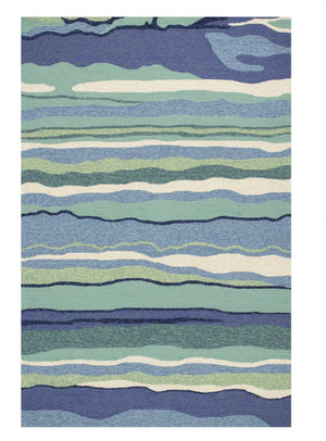 HomeRoots 5' Ocean Abstract Design Area Rug - UV Treated for Indoor & Outdoor Use - Coastal Vibe Decor 3' x 5' 353836
