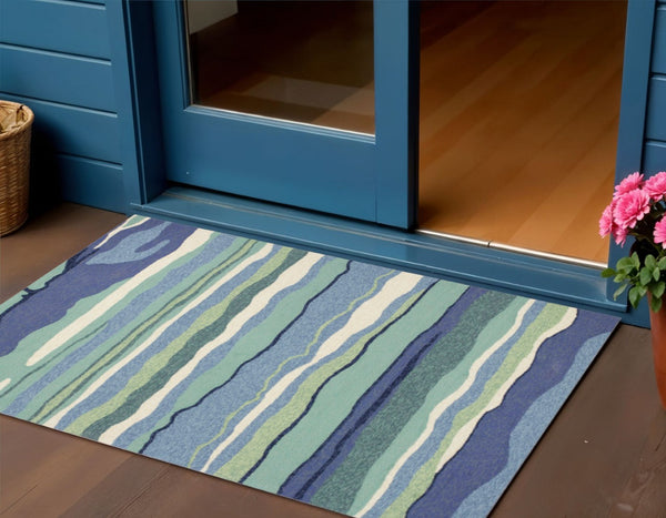 HomeRoots 5' Ocean Abstract Design Area Rug - UV Treated for Indoor & Outdoor Use - Coastal Vibe Decor 3' x 5' 353836
