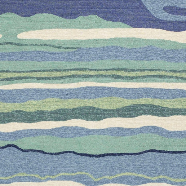 HomeRoots 5' Ocean Abstract Design Area Rug - UV Treated for Indoor & Outdoor Use - Coastal Vibe Decor 3' x 5' 353836