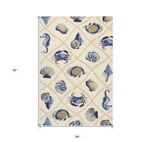 Homeroots 3' X 5' Sand Hand Tufted Area Rug  Polypropylene 353837