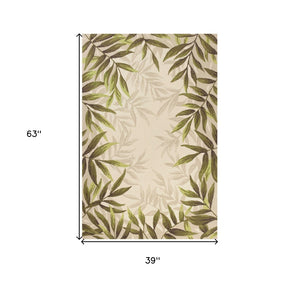 HomeRoots 8' Handmade Beige Floral Area Rug - Durable Indoor/Outdoor Comfort for Any Space, Low Maintenance Style 3' X 5' Rectangle 353840