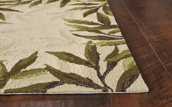 HomeRoots 8' Handmade Beige Floral Area Rug - Durable Indoor/Outdoor Comfort for Any Space, Low Maintenance Style 3' X 5' Rectangle 353840