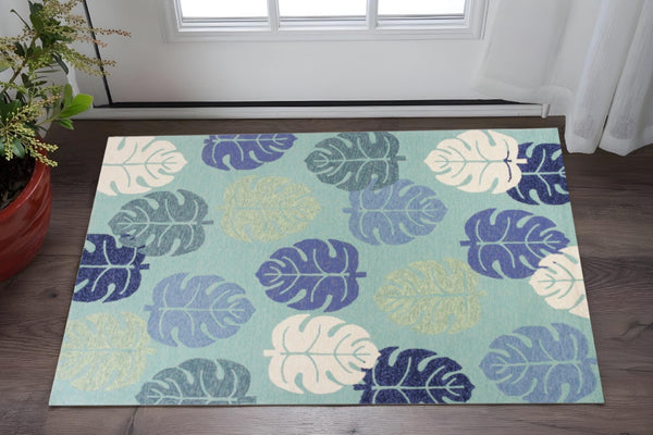 HomeRoots 7' Hand-Tufted Botanical Area Rug in Turquoise and Ivory – Elegant, Plush, and Durable Accent for Home 3' X 5' 353841