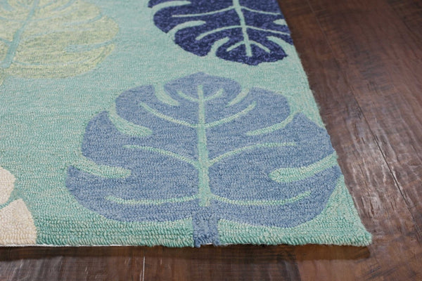 HomeRoots 7' Hand-Tufted Botanical Area Rug in Turquoise and Ivory – Elegant, Plush, and Durable Accent for Home 3' X 5' 353841