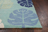 Homeroots 3' X 5' Turquoise Botanical Leaves Hand Tufted Area Rug  Polypropylene 353841