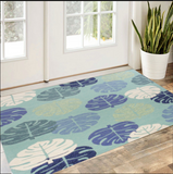 Homeroots 3' X 5' Turquoise Botanical Leaves Hand Tufted Area Rug  Polypropylene 353841