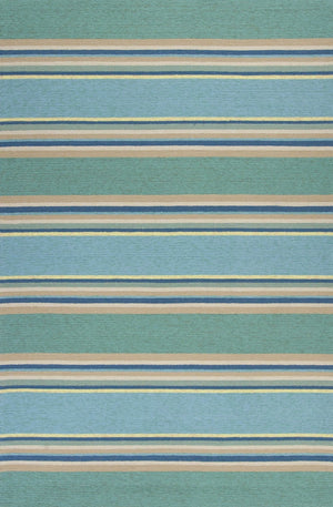 HomeRoots 8' Handmade Blue Striped Area Rug - Coastal-Inspired Design for Indoor & Outdoor Spaces, Durable Style 3' X 5' Rectangle 353842
