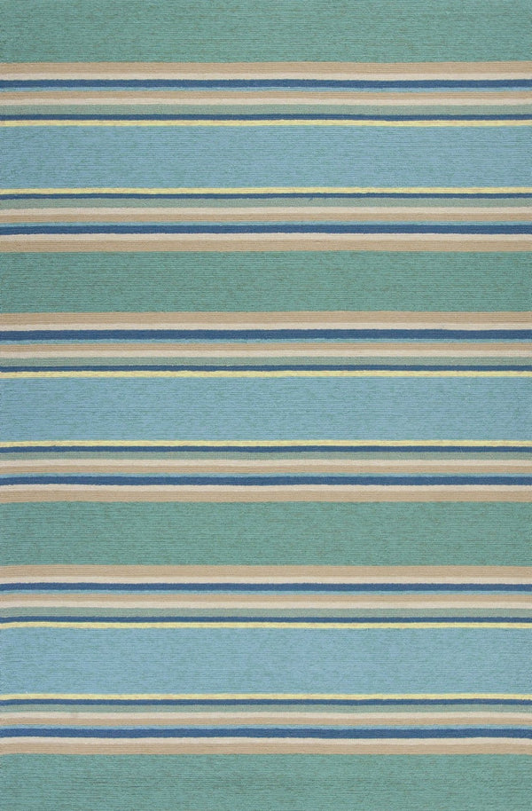 HomeRoots 8' Handmade Blue Striped Area Rug - Coastal-Inspired Design for Indoor & Outdoor Spaces, Durable Style 3' X 5' Rectangle 353842