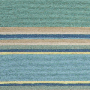 HomeRoots 8' Handmade Blue Striped Area Rug - Coastal-Inspired Design for Indoor & Outdoor Spaces, Durable Style 3' X 5' Rectangle 353842