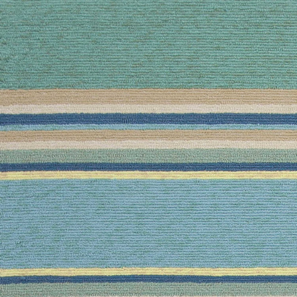 HomeRoots 8' Handmade Blue Striped Area Rug - Coastal-Inspired Design for Indoor & Outdoor Spaces, Durable Style 3' X 5' Rectangle 353842