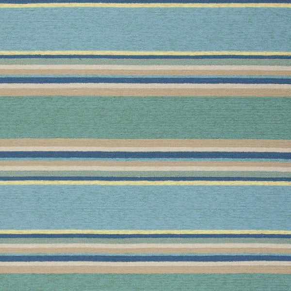 HomeRoots 8' Handmade Blue Striped Area Rug - Coastal-Inspired Design for Indoor & Outdoor Spaces, Durable Style 3' X 5' Rectangle 353842