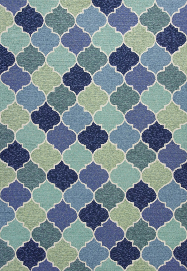 HomeRoots 7' Hand-Tufted Area Rug with Moroccan Quatrefoil Design in Blue, Purple, and Aqua for Timeless Elegance 3' X 5' 353843