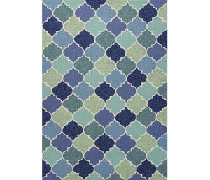 HomeRoots 7' Hand-Tufted Area Rug with Moroccan Quatrefoil Design in Blue, Purple, and Aqua for Timeless Elegance 3' X 5' 353843