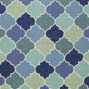HomeRoots 7' Hand-Tufted Area Rug with Moroccan Quatrefoil Design in Blue, Purple, and Aqua for Timeless Elegance 3' X 5' 353843