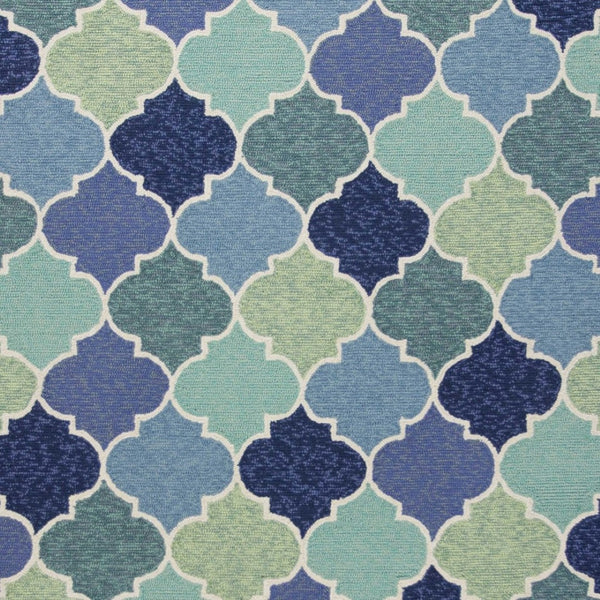 HomeRoots 7' Hand-Tufted Area Rug with Moroccan Quatrefoil Design in Blue, Purple, and Aqua for Timeless Elegance 3' X 5' 353843