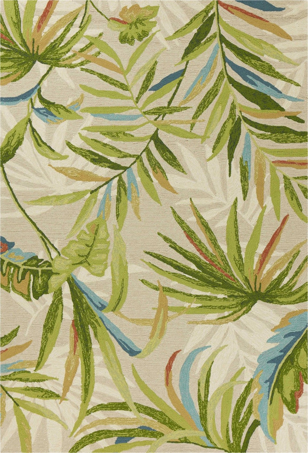 HomeRoots 3' Hand-Tufted Botanical Area Rug in Sand Green & Blue Leaves - Durable, Stylish Home Accent Piece 3' X 5' 353846