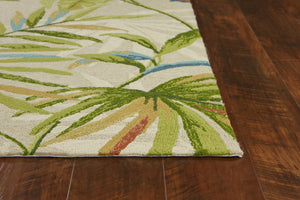 Homeroots 3' X 5' Sand Tropical Botanical Hand Tufted Area Rug  Polypropylene 353846