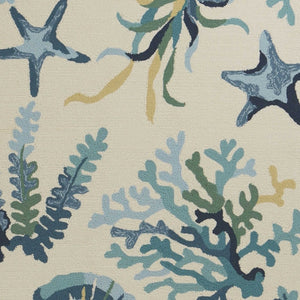 HomeRoots 3' Hand-Tufted Area Rug with Ivory and Blue Seashell Design – Coastal Charm for Any Room 3' X 5' 353848