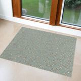 Homeroots 3' X 5' Green And Ivory Hand Hooked Area Rug  Polypropylene 353852