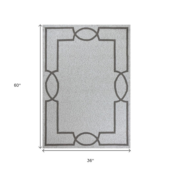 HomeRoots 8' Ivory Area Rug - Durable, Easy-Clean Indoor Outdoor Accent for Patios, Kitchens, and Living Spaces 3' x 5' 353853