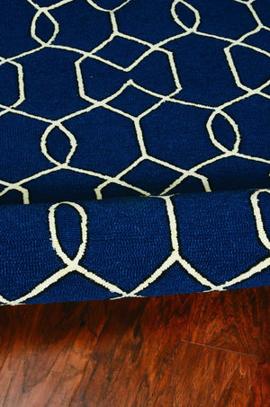 Homeroots 3' X 5' Navy Blue Hand Hooked Area Rug  Polypropylene 353856