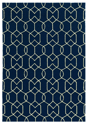 Homeroots 3' X 5' Navy Blue Hand Hooked Area Rug  Polypropylene 353856