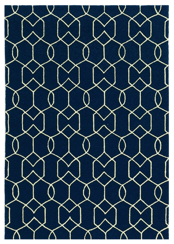 Homeroots 3' X 5' Navy Blue Hand Hooked Area Rug  Polypropylene 353856