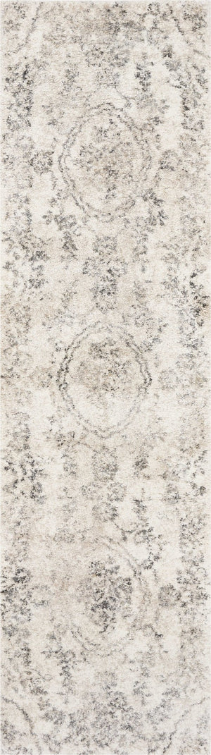 HomeRoots 8' Gray and Tan Floral Distressed Area Rug - Timeless Vintage Style for High-Traffic Family Spaces 7' Runner 353864