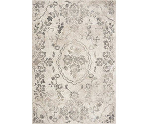HomeRoots 8' Gray and Tan Floral Distressed Area Rug - Timeless Vintage Style for High-Traffic Family Spaces 3' X 5' 353865