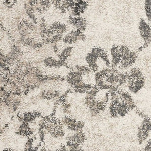 HomeRoots 8' Gray and Tan Floral Distressed Area Rug - Timeless Vintage Style for High-Traffic Family Spaces 3' X 5' 353865