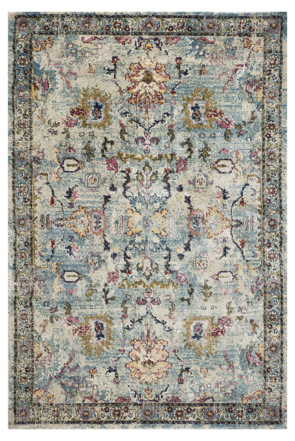 Homeroots 3' X 5' Light Blue Floral Vines Area Rug  Polypropylene 353867