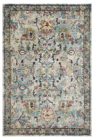 Homeroots 3' X 5' Light Blue Floral Vines Area Rug  Polypropylene 353867
