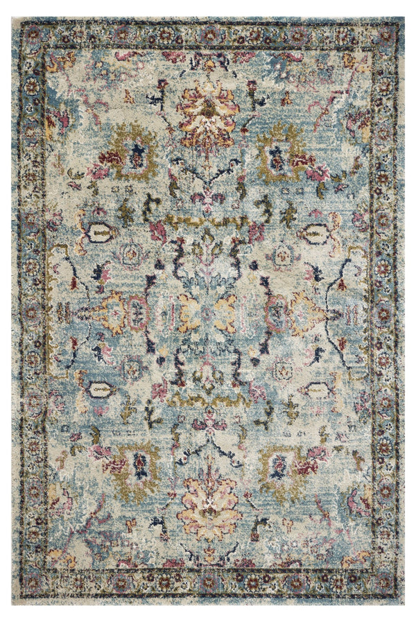 Homeroots 3' X 5' Light Blue Floral Vines Area Rug  Polypropylene 353867