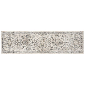 HomeRoots 8' Elegant Ivory and Gray Floral Medallion Area Rug - Durable, Low-Maintenance Design for Homes 7' Runner 353868