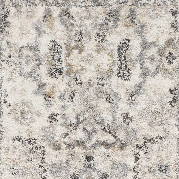 HomeRoots 8' Elegant Ivory and Gray Floral Medallion Area Rug - Durable, Low-Maintenance Design for Homes 7' Runner 353868