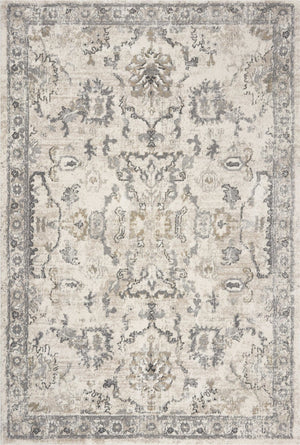 HomeRoots 8' Elegant Ivory and Gray Floral Medallion Area Rug - Durable, Low-Maintenance Design for Homes 3' X 5' 353869